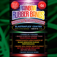 Joe Rindfleisch's SIZE 16 Rainbow Rubber Bands (Marcus Eddie - Green Pack  ) by Joe Rindfleisch - Trick