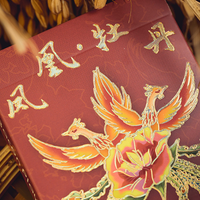 Phoenix and Peony (Red) Playing Cards by Bacon Playing Card Company